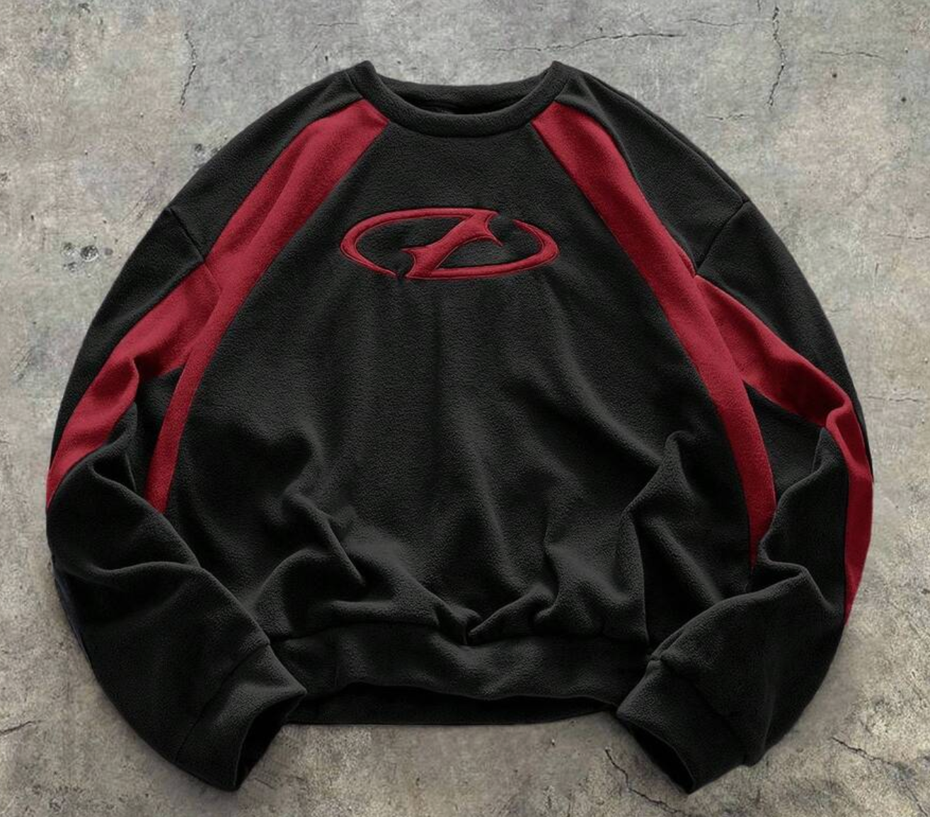 Knitted sweatshirt - Black and red